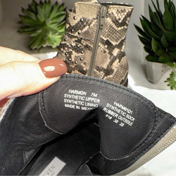 Steve Madden Steven New York Harmon Triple Buckle Zipper Booties Snake Size 7 - Picture 12 of 13
